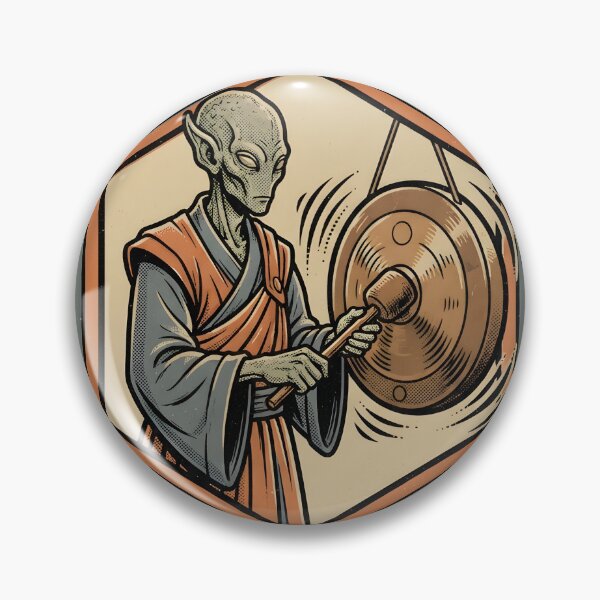 Item preview, Alien Monk Wake Up Gong Strike Retro Comic Graphic designed and sold by DuckOddity.