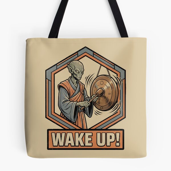 Item preview, Alien Monk Wake Up Gong Strike Retro Comic Graphic designed and sold by DuckOddity.