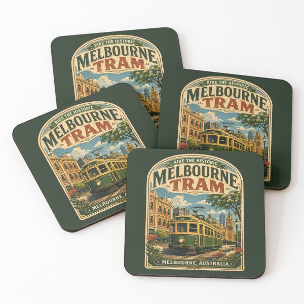 Item preview, Ride the Historic Melbourne Tram – Vintage Melbourne Australia Travel Poster | Retro W-Class Tram designed and sold by Globalcitytees.