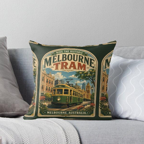 Item preview, Ride the Historic Melbourne Tram – Vintage Melbourne Australia Travel Poster | Retro W-Class Tram designed and sold by Globalcitytees.