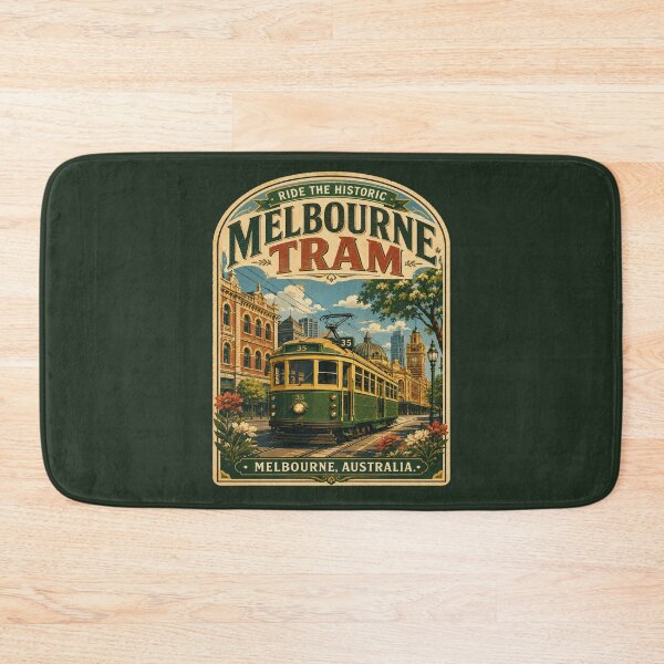 Item preview, Ride the Historic Melbourne Tram – Vintage Melbourne Australia Travel Poster | Retro W-Class Tram designed and sold by Globalcitytees.