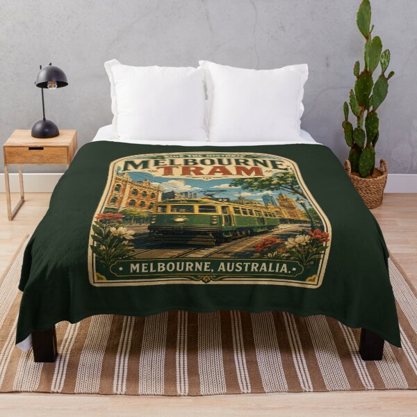 Item preview, Ride the Historic Melbourne Tram – Vintage Melbourne Australia Travel Poster | Retro W-Class Tram designed and sold by Globalcitytees.