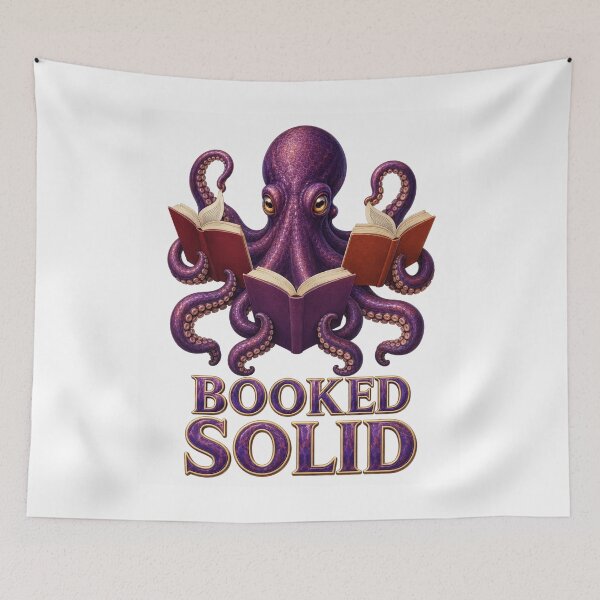 Item preview, Booked Solid, Purple Octopus Reading Multiple Books designed and sold by RoPrincess.