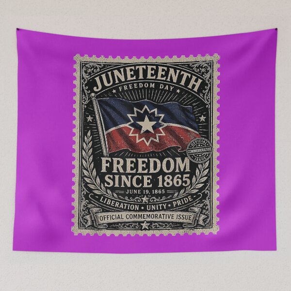 Item preview, Distressed American Juneteenth Flag Colors Freedom Day Stamp designed and sold by melodycook.