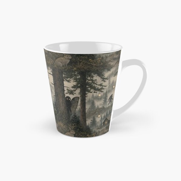 Item preview, Cryptid Forest with Mothman Bigfoot and Jackalope in Misty Pine Green designed and sold by StickyGuys.