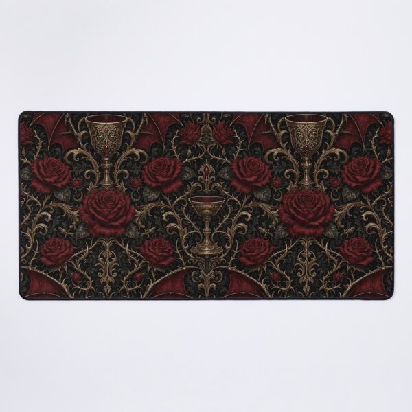Item preview, Victorian Vampire Damask with Blood Roses Bats and Ornate Scrollwork designed and sold by StickyGuys.