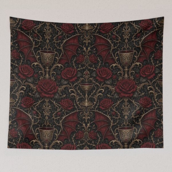 Item preview, Victorian Vampire Damask with Blood Roses Bats and Ornate Scrollwork designed and sold by StickyGuys.