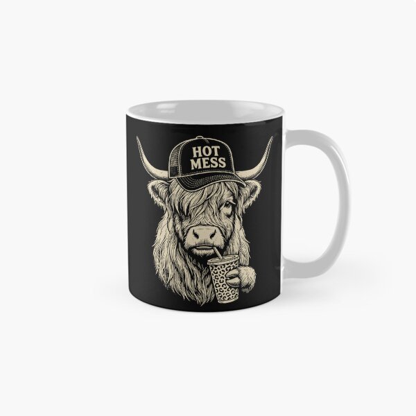 Item preview, Hot Mess Highland Cow Shirt, Funny Cute Coffee Lover Tee, Rustic Western Farm Animal Humor designed and sold by sawczy-shop.