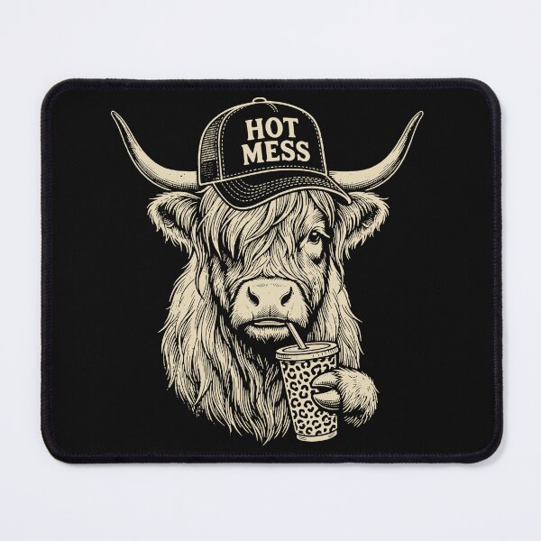 Item preview, Hot Mess Highland Cow Shirt, Funny Cute Coffee Lover Tee, Rustic Western Farm Animal Humor designed and sold by sawczy-shop.