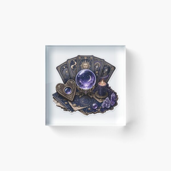 Item preview, Tarot Cards Ouija Planchette and Crystal Ball Occult Divination Emblem designed and sold by StickyGuys.