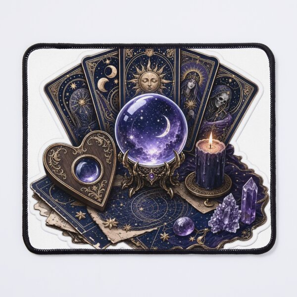 Item preview, Tarot Cards Ouija Planchette and Crystal Ball Occult Divination Emblem designed and sold by StickyGuys.
