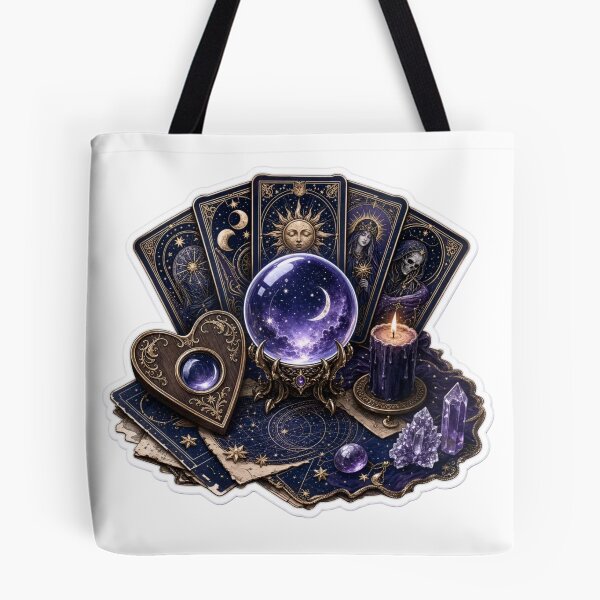 Item preview, Tarot Cards Ouija Planchette and Crystal Ball Occult Divination Emblem designed and sold by StickyGuys.