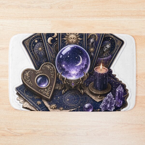 Item preview, Tarot Cards Ouija Planchette and Crystal Ball Occult Divination Emblem designed and sold by StickyGuys.