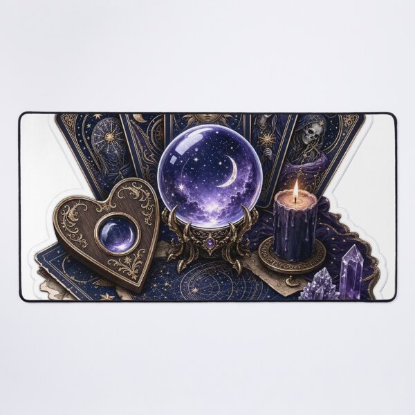 Item preview, Tarot Cards Ouija Planchette and Crystal Ball Occult Divination Emblem designed and sold by StickyGuys.