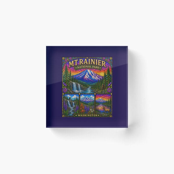 Item preview, Mount Rainier National Park Stained-Glass Washington Design designed and sold by Swanny's Custom T-shirt and Gift Designs.