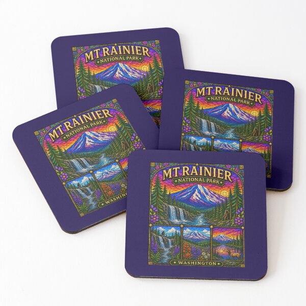 Item preview, Mount Rainier National Park Stained-Glass Washington Design designed and sold by Swanny's Custom T-shirt and Gift Designs.