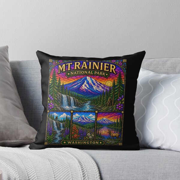 Item preview, Mount Rainier National Park Stained-Glass Washington Design designed and sold by Swanny's Custom T-shirt and Gift Designs.