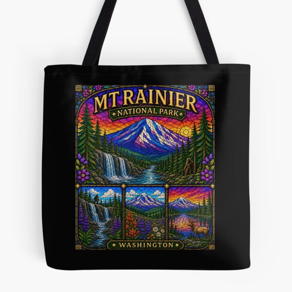 Item preview, Mount Rainier National Park Stained-Glass Washington Design designed and sold by Swanny's Custom T-shirt and Gift Designs.