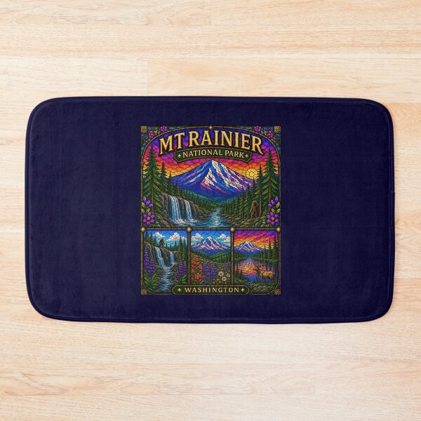 Item preview, Mount Rainier National Park Stained-Glass Washington Design designed and sold by Swanny's Custom T-shirt and Gift Designs.