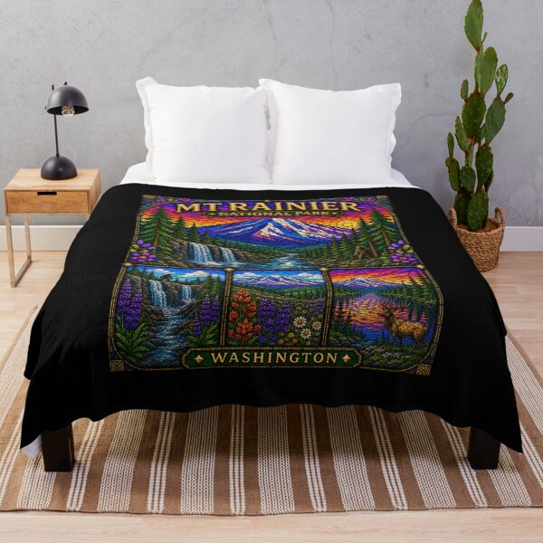Item preview, Mount Rainier National Park Stained-Glass Washington Design designed and sold by Swanny's Custom T-shirt and Gift Designs.