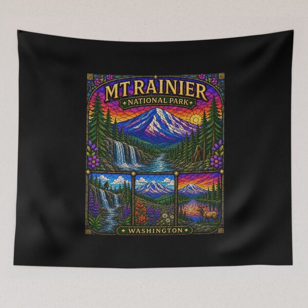 Item preview, Mount Rainier National Park Stained-Glass Washington Design designed and sold by Swanny's Custom T-shirt and Gift Designs.