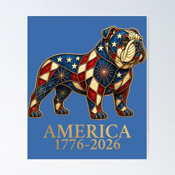 Item preview, English Bulldog Mosaic America 1776-2026 4th of July Dog designed and sold by melodycook.