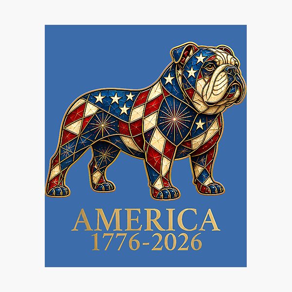 Item preview, English Bulldog Mosaic America 1776-2026 4th of July Dog designed and sold by melodycook.
