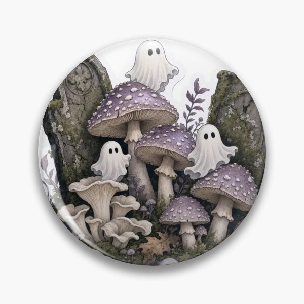 Item preview, Haunted Graveyard Mushrooms with Tiny Ghosts and Crooked Headstones designed and sold by StickyGuys.