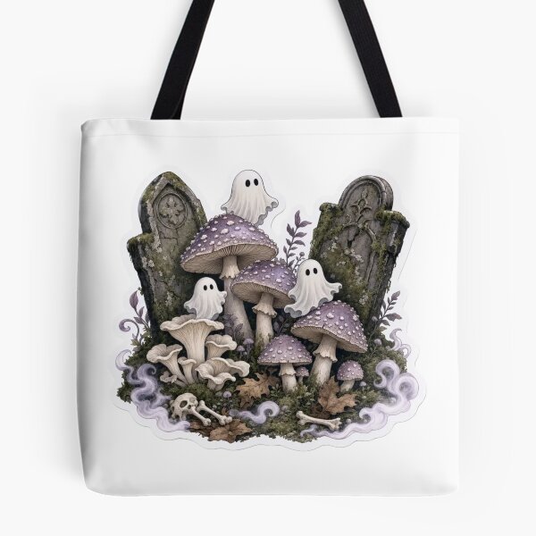 Item preview, Haunted Graveyard Mushrooms with Tiny Ghosts and Crooked Headstones designed and sold by StickyGuys.