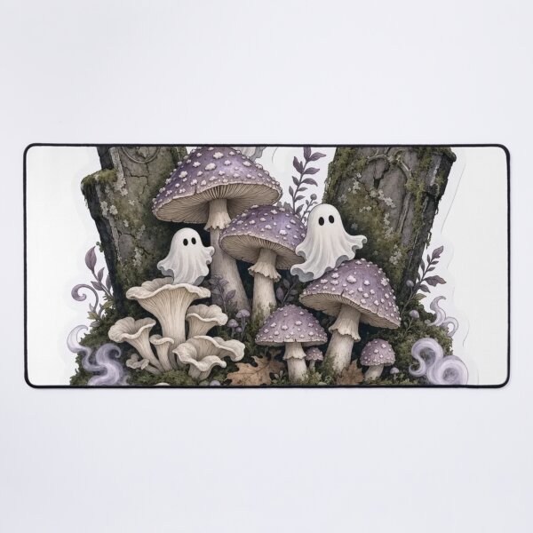 Item preview, Haunted Graveyard Mushrooms with Tiny Ghosts and Crooked Headstones designed and sold by StickyGuys.