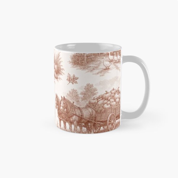 Item preview, Cozy Autumn Harvest Toile with Pumpkin Wagons Wheat and Farmhouses designed and sold by StickyGuys.