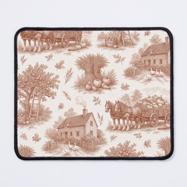Item preview, Cozy Autumn Harvest Toile with Pumpkin Wagons Wheat and Farmhouses designed and sold by StickyGuys.