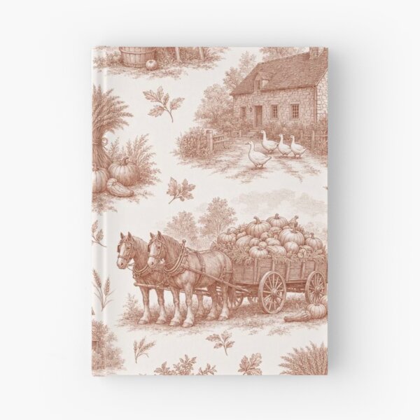 Item preview, Cozy Autumn Harvest Toile with Pumpkin Wagons Wheat and Farmhouses designed and sold by StickyGuys.