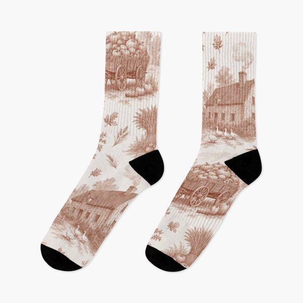 Item preview, Cozy Autumn Harvest Toile with Pumpkin Wagons Wheat and Farmhouses designed and sold by StickyGuys.