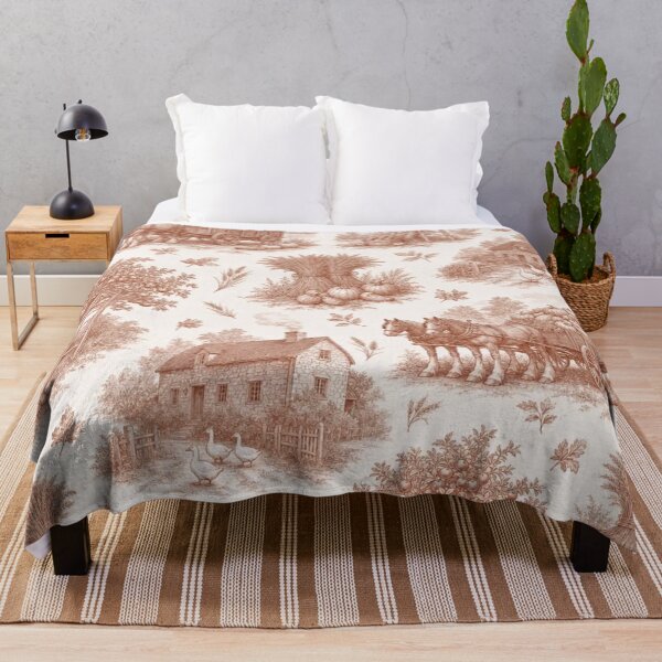 Item preview, Cozy Autumn Harvest Toile with Pumpkin Wagons Wheat and Farmhouses designed and sold by StickyGuys.