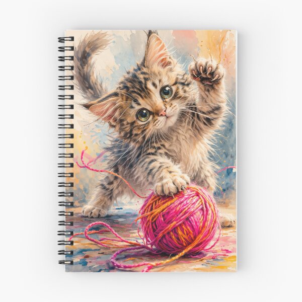 Item preview, Kitten Playing with Pink Yarn designed and sold by Haleema Rauf.