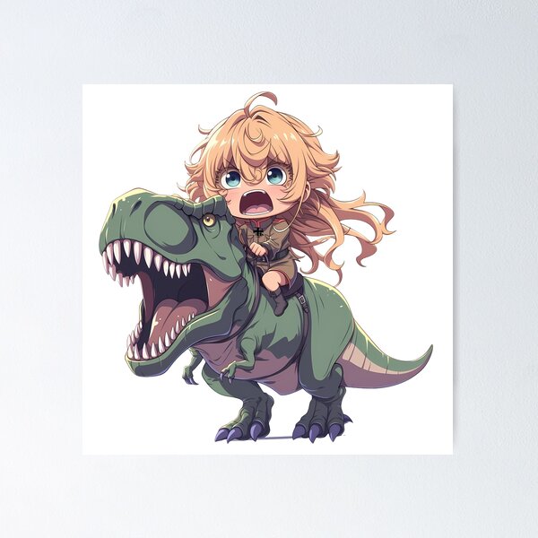 Item preview, Tanya Degurechaff Saga Of Tanya Chibi Dinosaur Charge designed and sold by Dashsopaner.