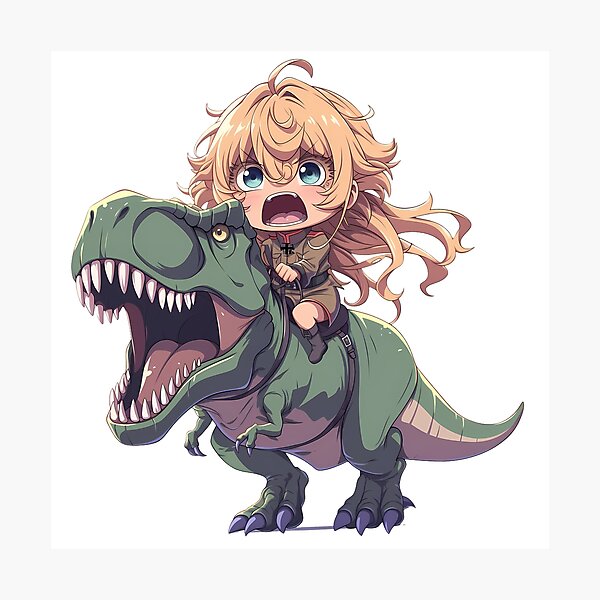 Item preview, Tanya Degurechaff Saga Of Tanya Chibi Dinosaur Charge designed and sold by Dashsopaner.