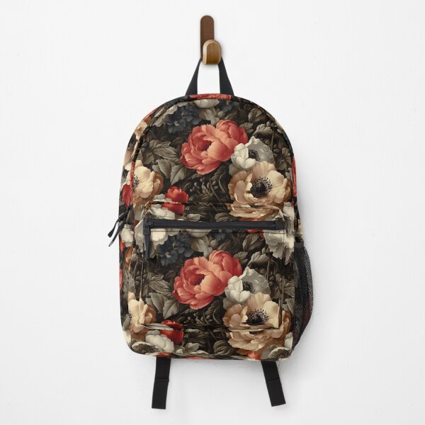 Item preview, Vintage Moody Floral Pattern with Coral Peonies and White Anemones designed and sold by TremainDigital.