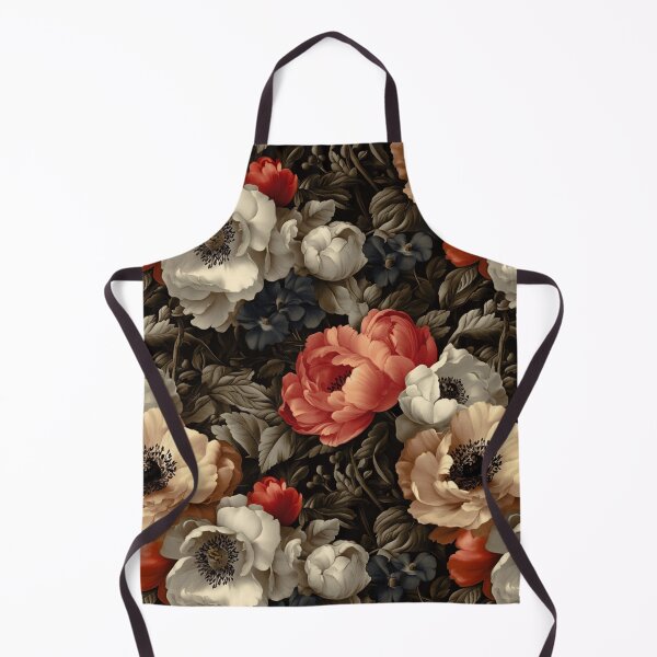 Item preview, Vintage Moody Floral Pattern with Coral Peonies and White Anemones designed and sold by TremainDigital.