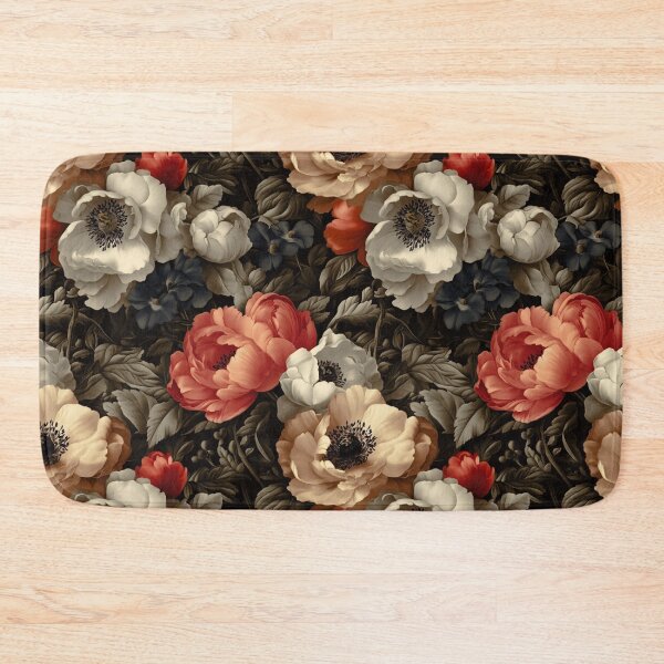 Item preview, Vintage Moody Floral Pattern with Coral Peonies and White Anemones designed and sold by TremainDigital.