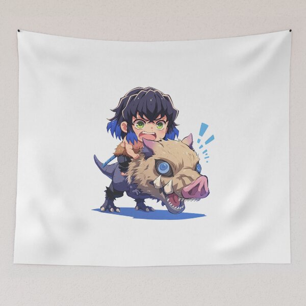 Item preview, Inosuke Hashibira Demon Slayer Wild Chibi Boar Charge designed and sold by Dashsopaner.