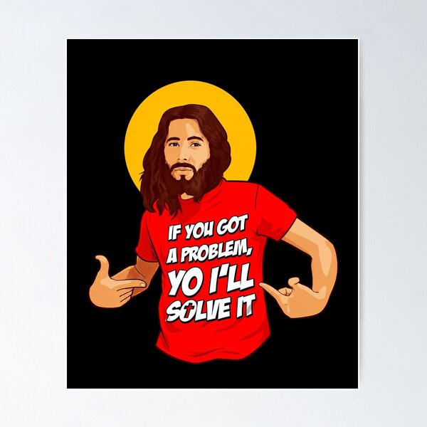 Item preview, Jesus Solves Problems Funny Christian Faith Saying designed and sold by elderberry.
