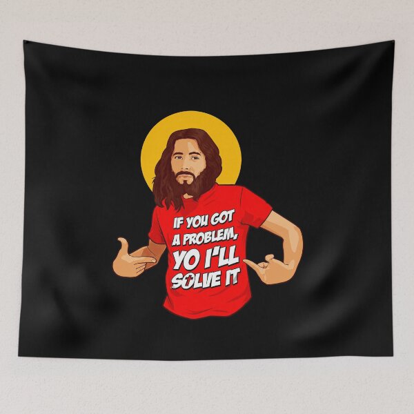 Item preview, Jesus Solves Problems Funny Christian Faith Saying designed and sold by elderberry.