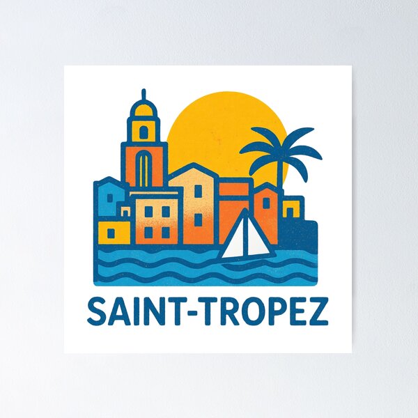 Item preview, Saint Tropez Vintage Travel Poster Retro French Riviera Summer designed and sold by RDproject.