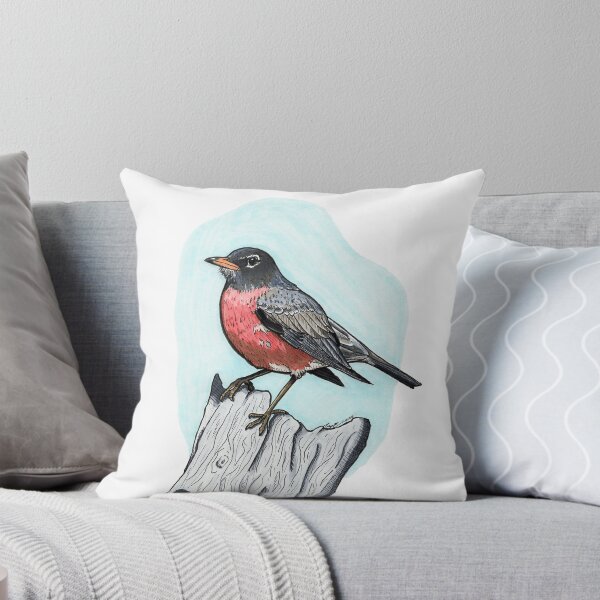 Item preview, American Robin Perched on Beach Wood designed and sold by Drawn-To-Nature.