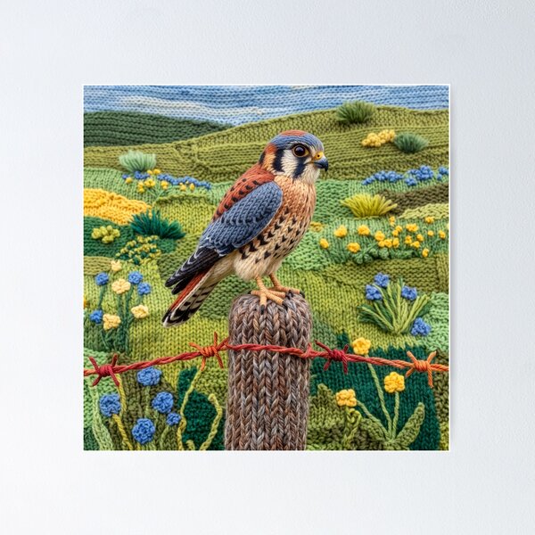 Item preview, Yarn Kestrel on a Fence Post designed and sold by Tridentulus.