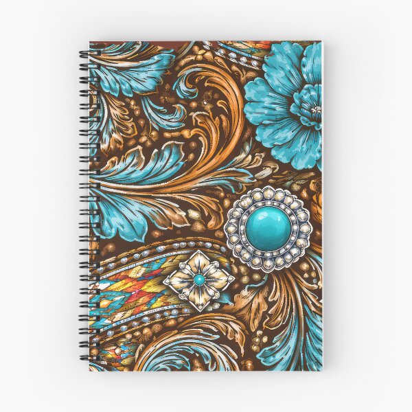 Item preview, Southwest (Faux) Tooled Leather With Turquoise-Blue Accents designed and sold by DEC02.