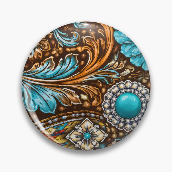 Item preview, Southwest (Faux) Tooled Leather With Turquoise-Blue Accents designed and sold by DEC02.