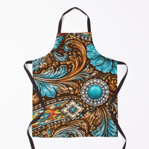 Item preview, Southwest (Faux) Tooled Leather With Turquoise-Blue Accents designed and sold by DEC02.